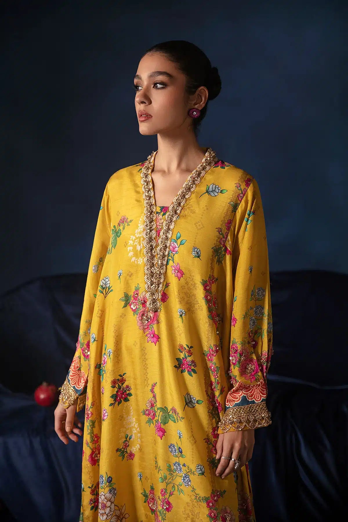 Ammara Khan | Kaftans 23 | PRINTED KAFTAN SHIRT (D-08) - Khanumjan  Pakistani Clothes and Designer Dresses in UK, USA 