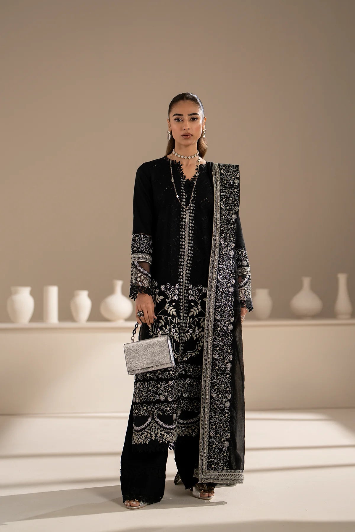 Azzal | Aghaaz Luxury Lawn | Siyah - Khanumjan  Pakistani Clothes and Designer Dresses in UK, USA 