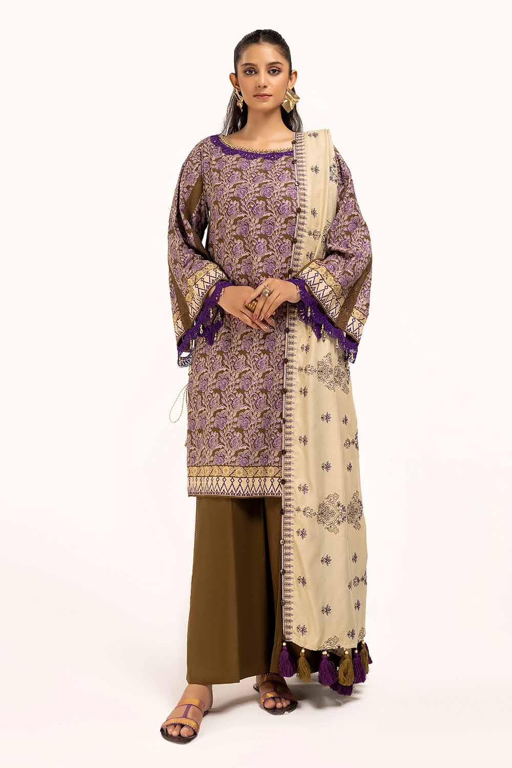 Gul Ahmed | Winter Collection 24 | Cotail Suit with Printed Twill Cotton Linen Dupatta CV-42009