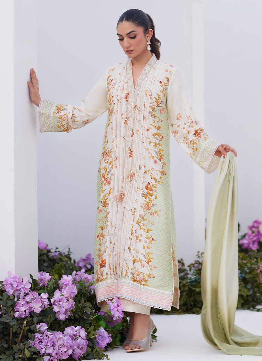 Farah Talib Aziz | Zaza Prints 24 | SAGE TRELLIS SHIRT AND DUPATTA - Khanumjan  Pakistani Clothes and Designer Dresses in UK, USA 