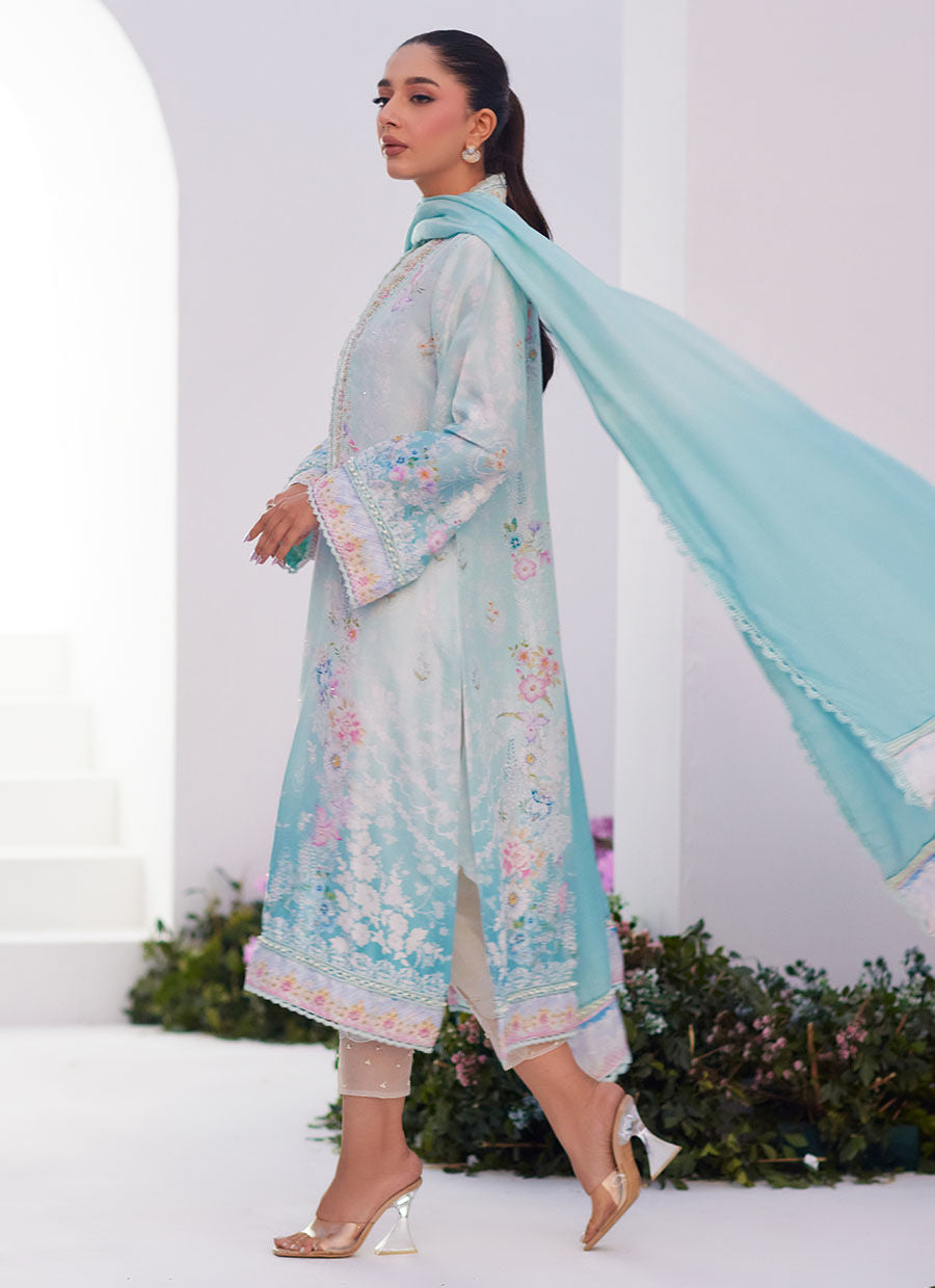 Farah Talib Aziz | Zaza Prints 24 | CYAN OMBRE SHIRT AND DUPATTA - Khanumjan  Pakistani Clothes and Designer Dresses in UK, USA 