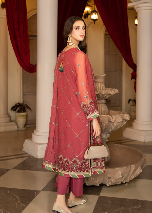 Strawberry | Rimjhim Chiffon Collection | FLS-RJ-003 - Khanumjan  Pakistani Clothes and Designer Dresses in UK, USA 