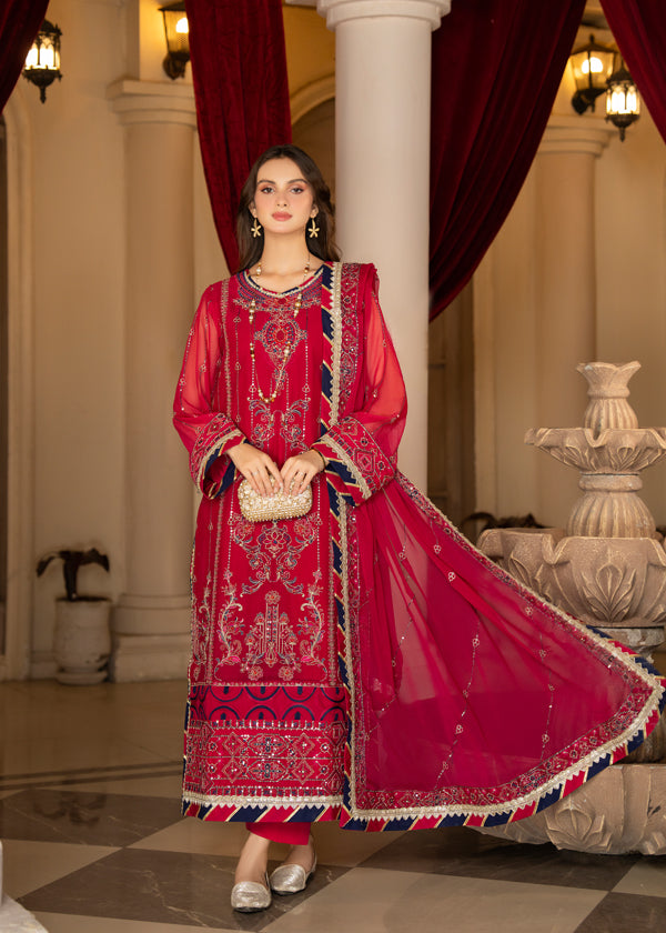 Strawberry | Rimjhim Chiffon Collection | FLS-RJ-007 - Khanumjan  Pakistani Clothes and Designer Dresses in UK, USA 