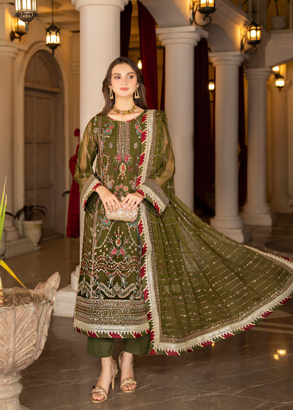 Strawberry | Rimjhim Chiffon Collection | FLS-RJ-002 - Khanumjan  Pakistani Clothes and Designer Dresses in UK, USA 