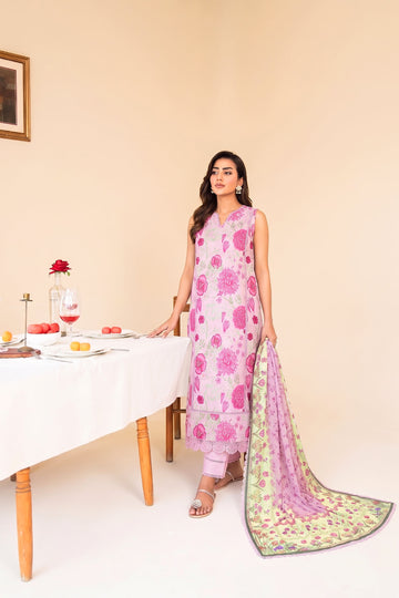 Faiza Faisal | FNF Printed Lawn | FUCHSIA PINK