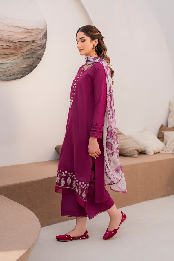 Hana | Zuri Zephyr | Burgundy - Khanumjan  Pakistani Clothes and Designer Dresses in UK, USA 