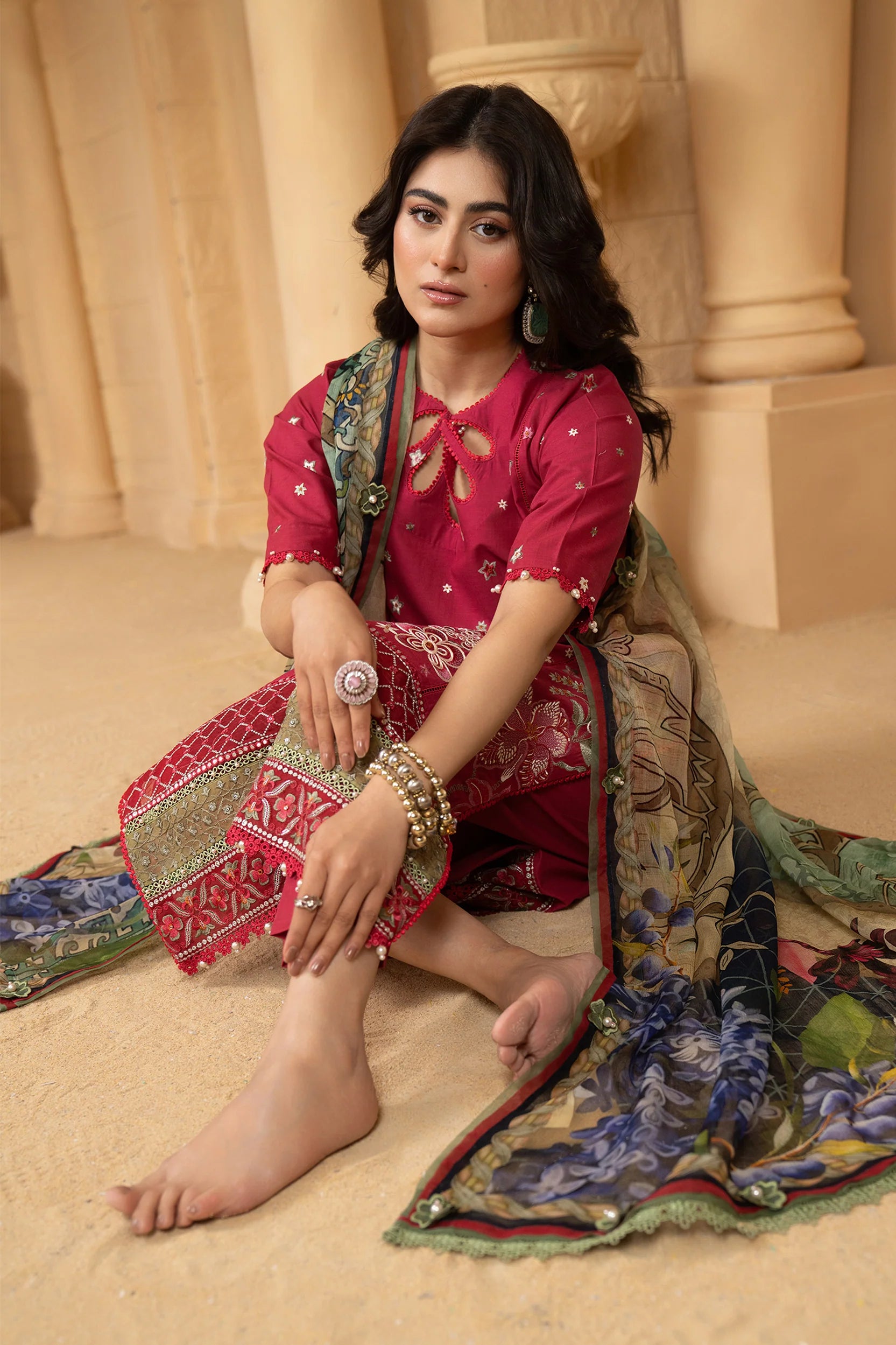 Hemstitch | Summer Luxury Lawn 24 | Scarlet Red - Khanumjan  Pakistani Clothes and Designer Dresses in UK, USA 