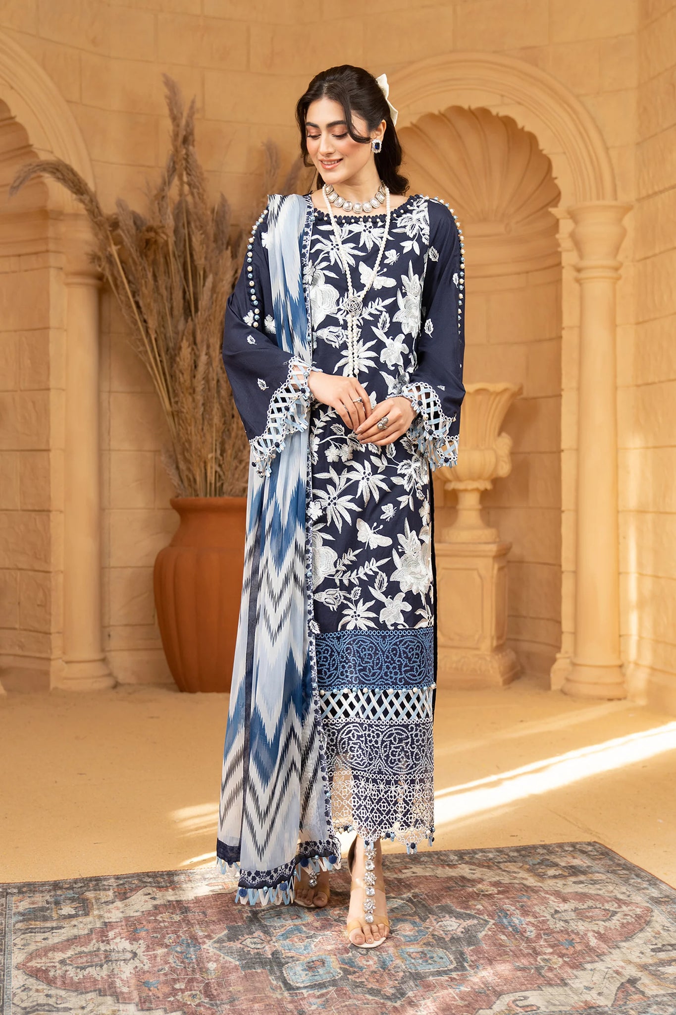 Hemstitch | Summer Luxury Lawn 24 | Ice Blue - Khanumjan  Pakistani Clothes and Designer Dresses in UK, USA 