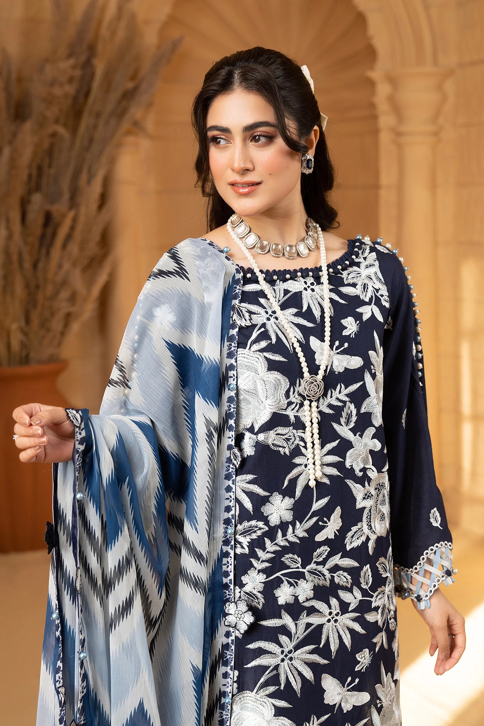 Hemstitch | Summer Luxury Lawn 24 | Ice Blue - Khanumjan  Pakistani Clothes and Designer Dresses in UK, USA 