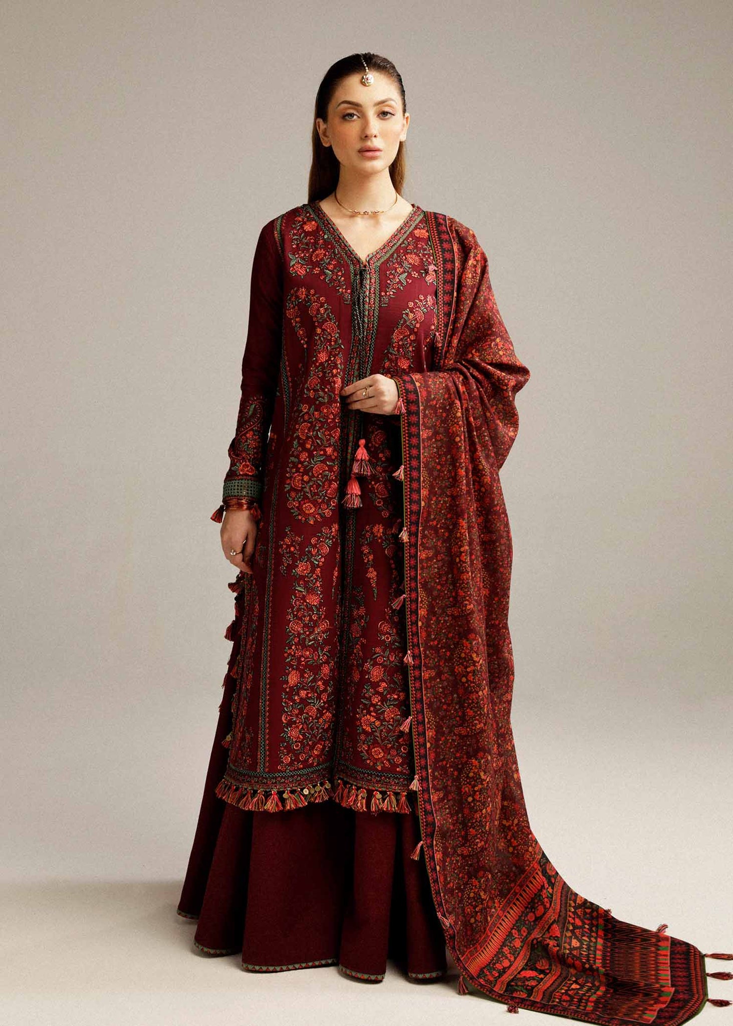 Hussain Rehar | Winter Shawl Khaddar 23 | Ruby - Khanumjan  Pakistani Clothes and Designer Dresses in UK, USA 