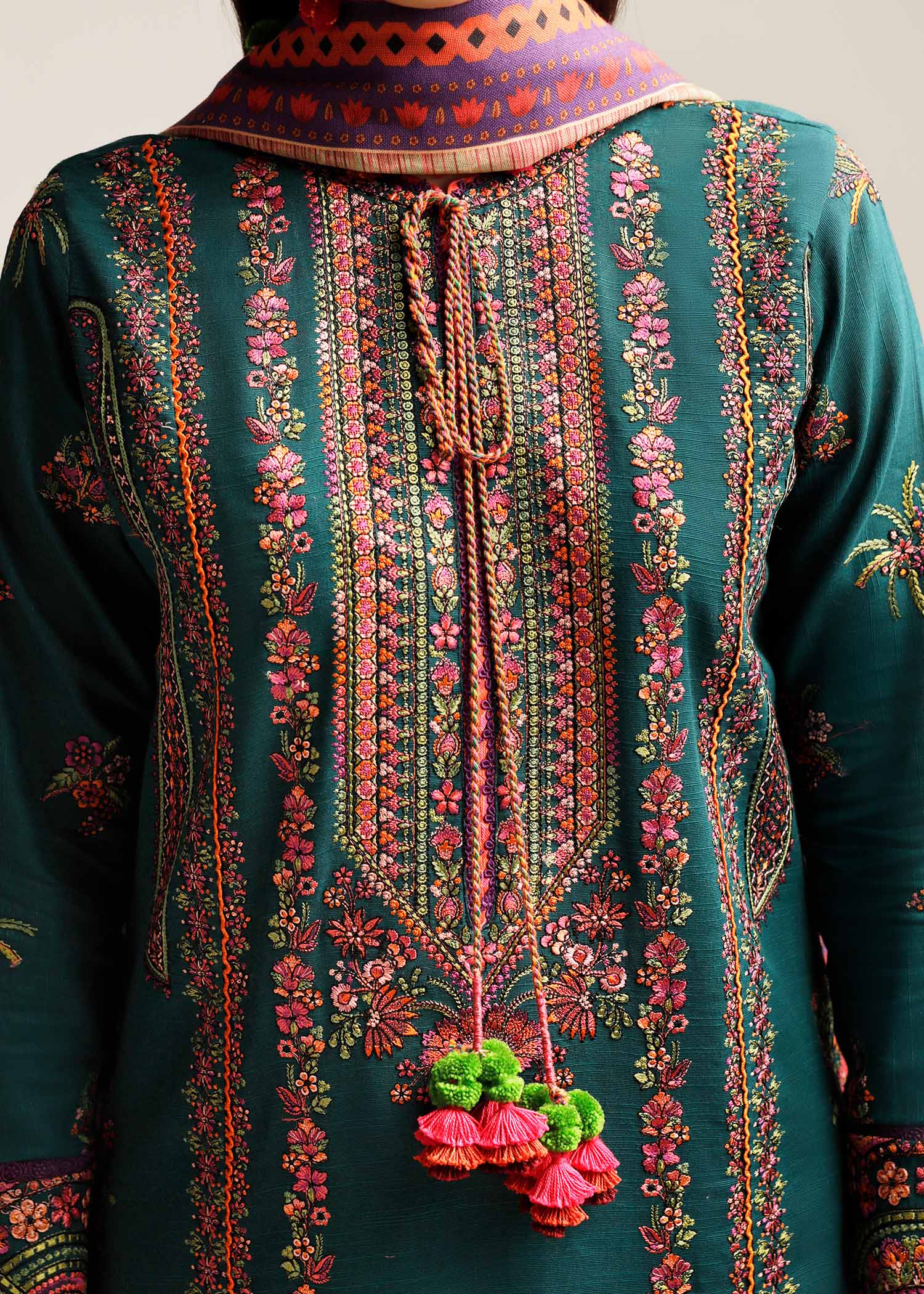 Hussain Rehar | Winter Shawl Khaddar 23 | Teal - Khanumjan  Pakistani Clothes and Designer Dresses in UK, USA 