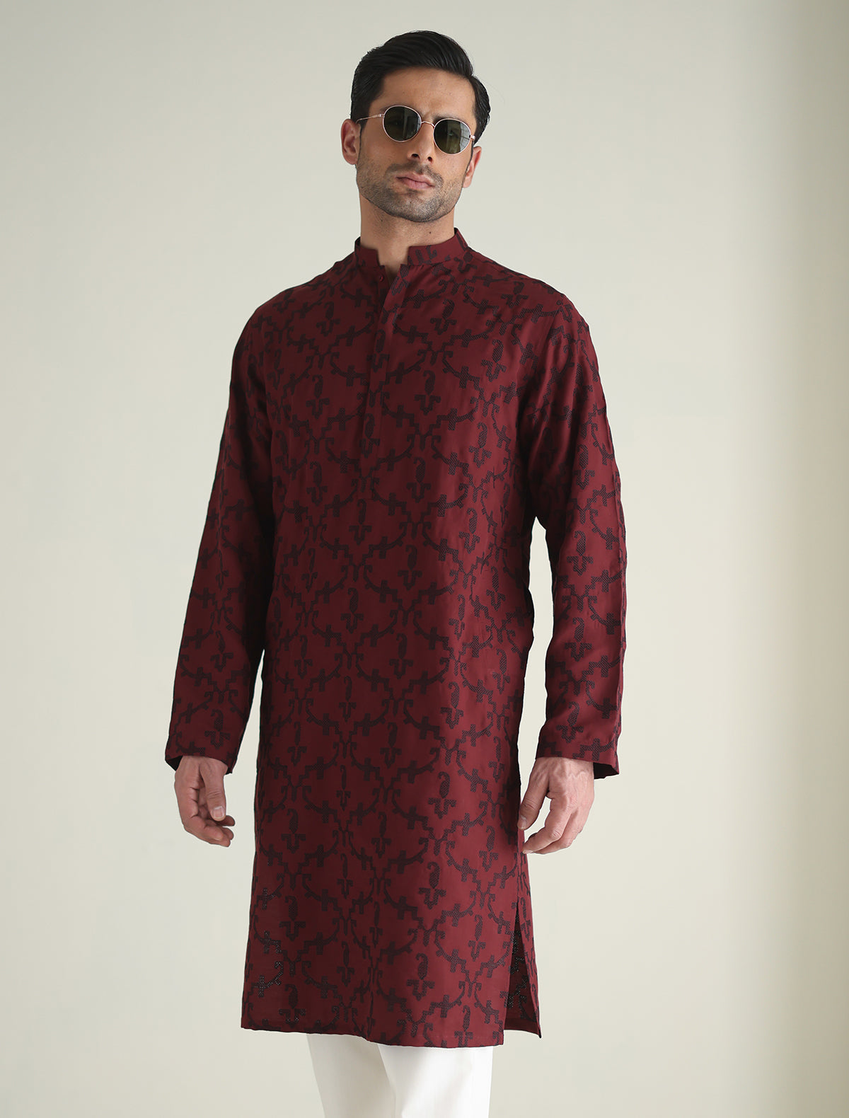 Pakistani Menswear | Ismail Farid - RED EMBROIDERED KURTA - Khanumjan  Pakistani Clothes and Designer Dresses in UK, USA 