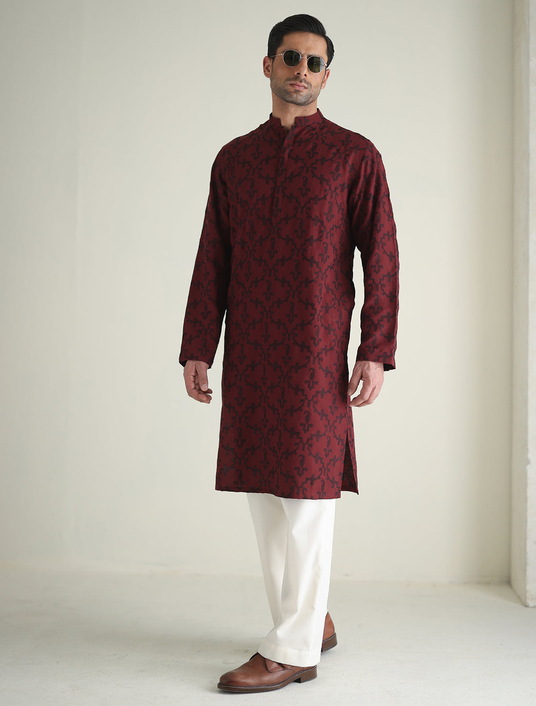 Pakistani Menswear | Ismail Farid - RED EMBROIDERED KURTA - Khanumjan  Pakistani Clothes and Designer Dresses in UK, USA 