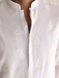 Pakistani Menswear | Ismail Farid - WHITE EMBROIDERED KURTA - Khanumjan  Pakistani Clothes and Designer Dresses in UK, USA 