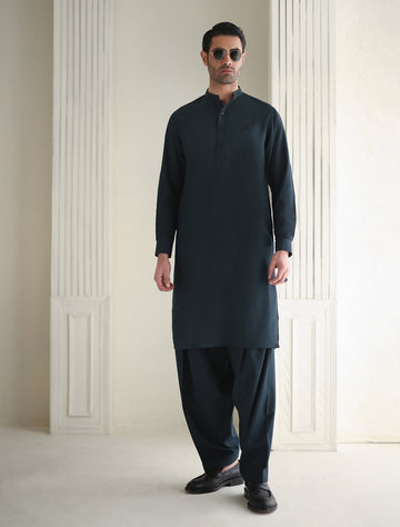 Pakistani Menswear | Ismail Farid - TEAL TEXTURED KAMEEZ SHALWAR - Khanumjan  Pakistani Clothes and Designer Dresses in UK, USA 