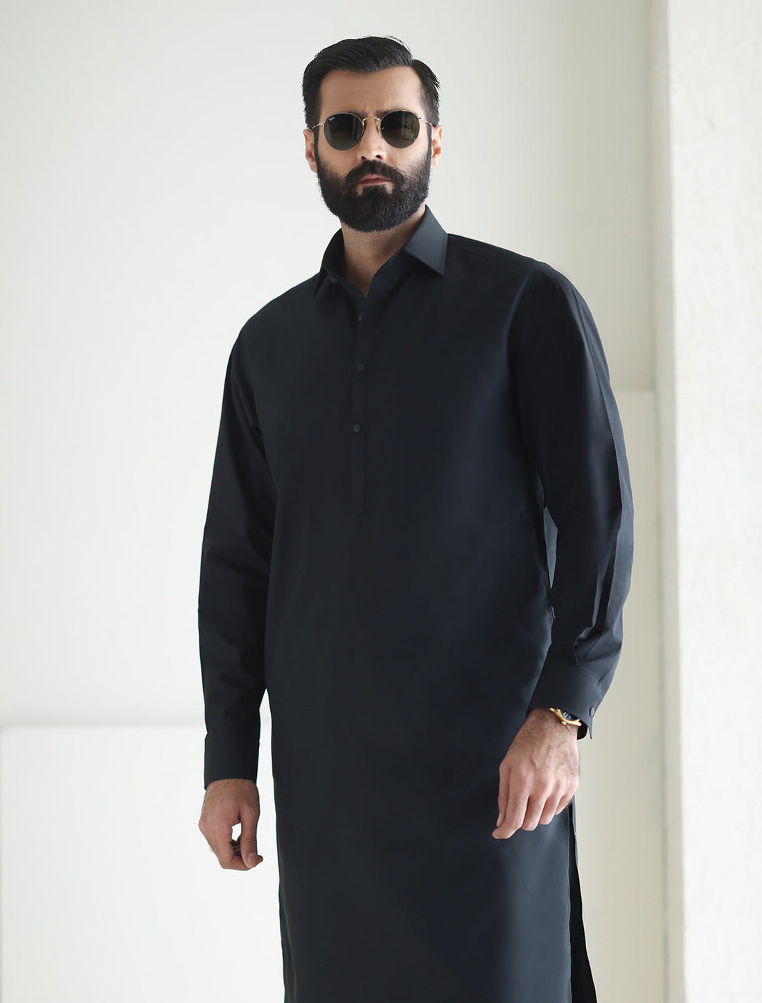 Pakistani Menswear | Ismail Farid - BLACK KAMEEZ SHALWAR - Khanumjan  Pakistani Clothes and Designer Dresses in UK, USA 