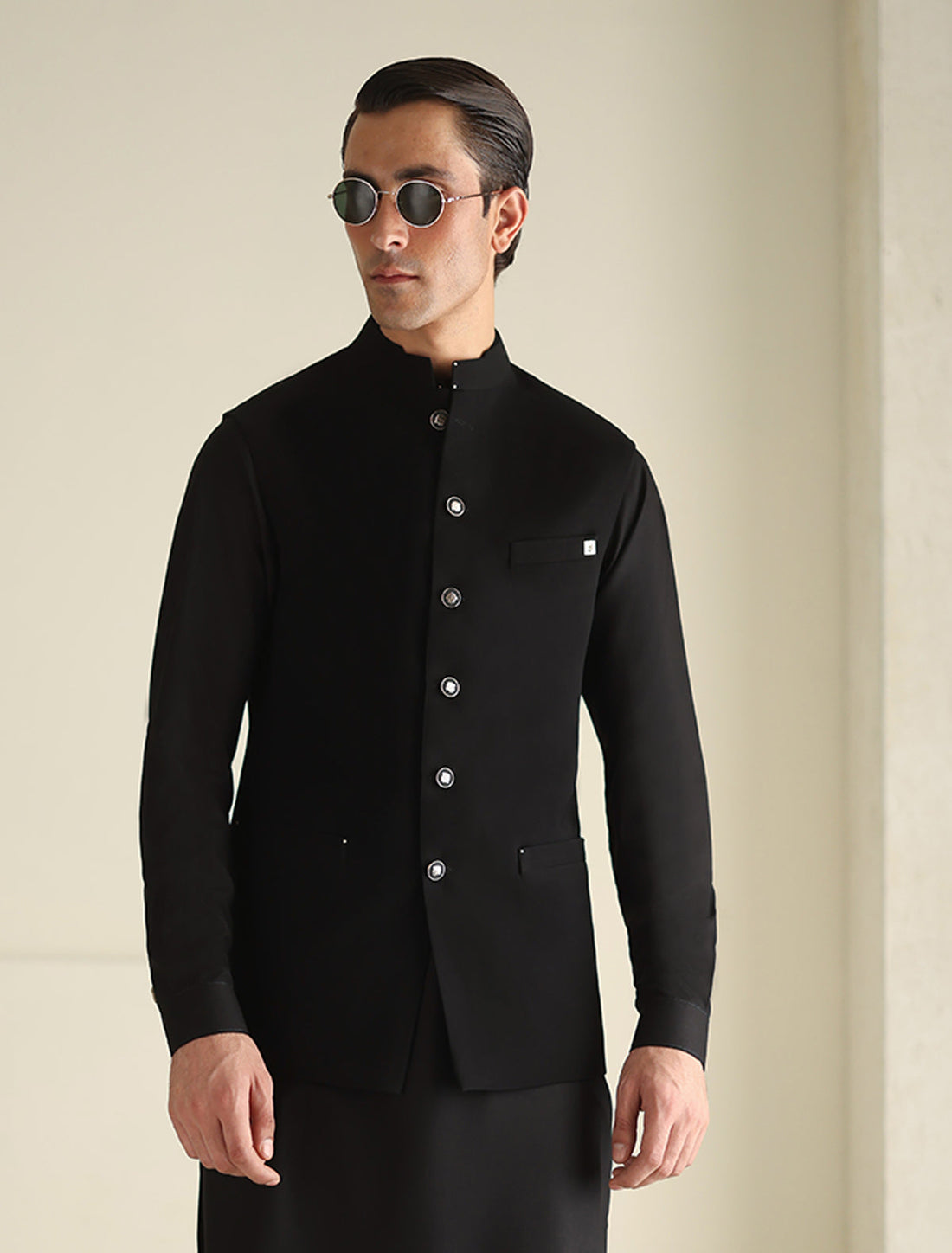 Pakistani Menswear | Ismail Farid - BLACK WAISTCOAT - Khanumjan  Pakistani Clothes and Designer Dresses in UK, USA 