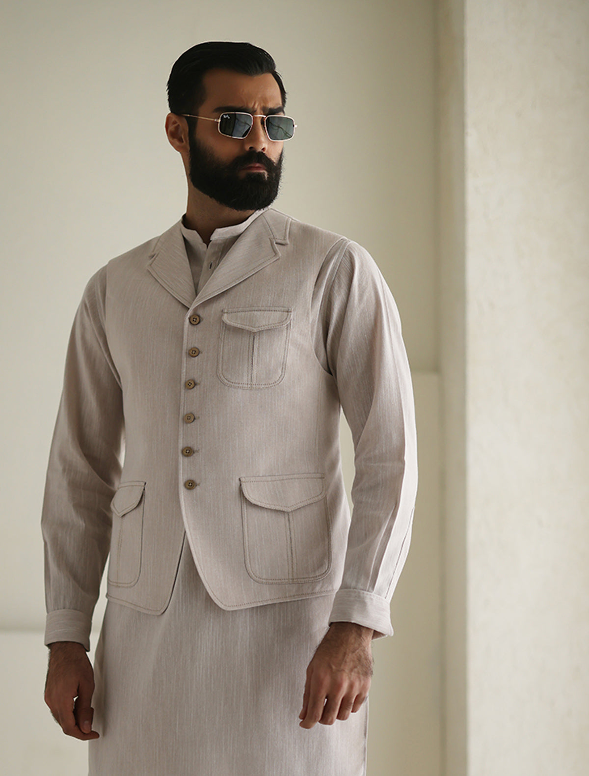 Pakistani Menswear | Ismail Farid - LIGHT BEIGE WAISTCOAT - Khanumjan  Pakistani Clothes and Designer Dresses in UK, USA 
