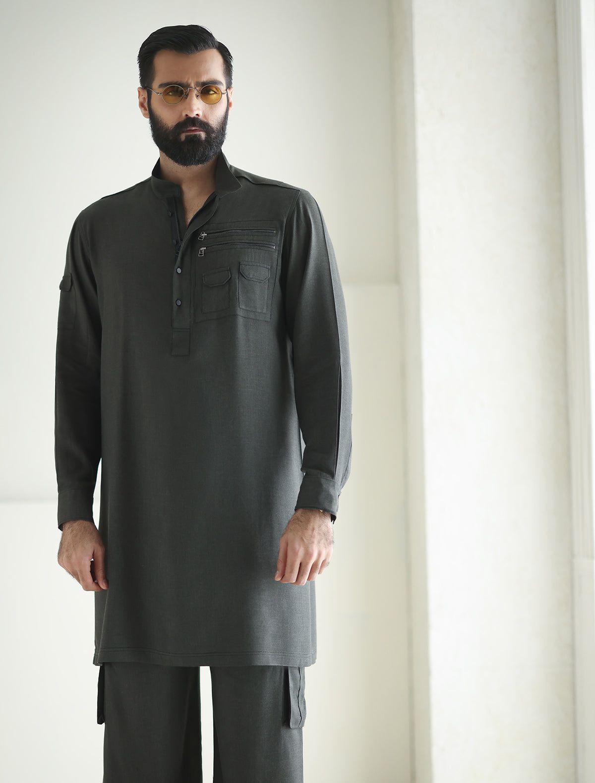 Pakistani Menswear | Ismail Farid - GRAY DESIGNER KURTA PAJAMA - Khanumjan  Pakistani Clothes and Designer Dresses in UK, USA 