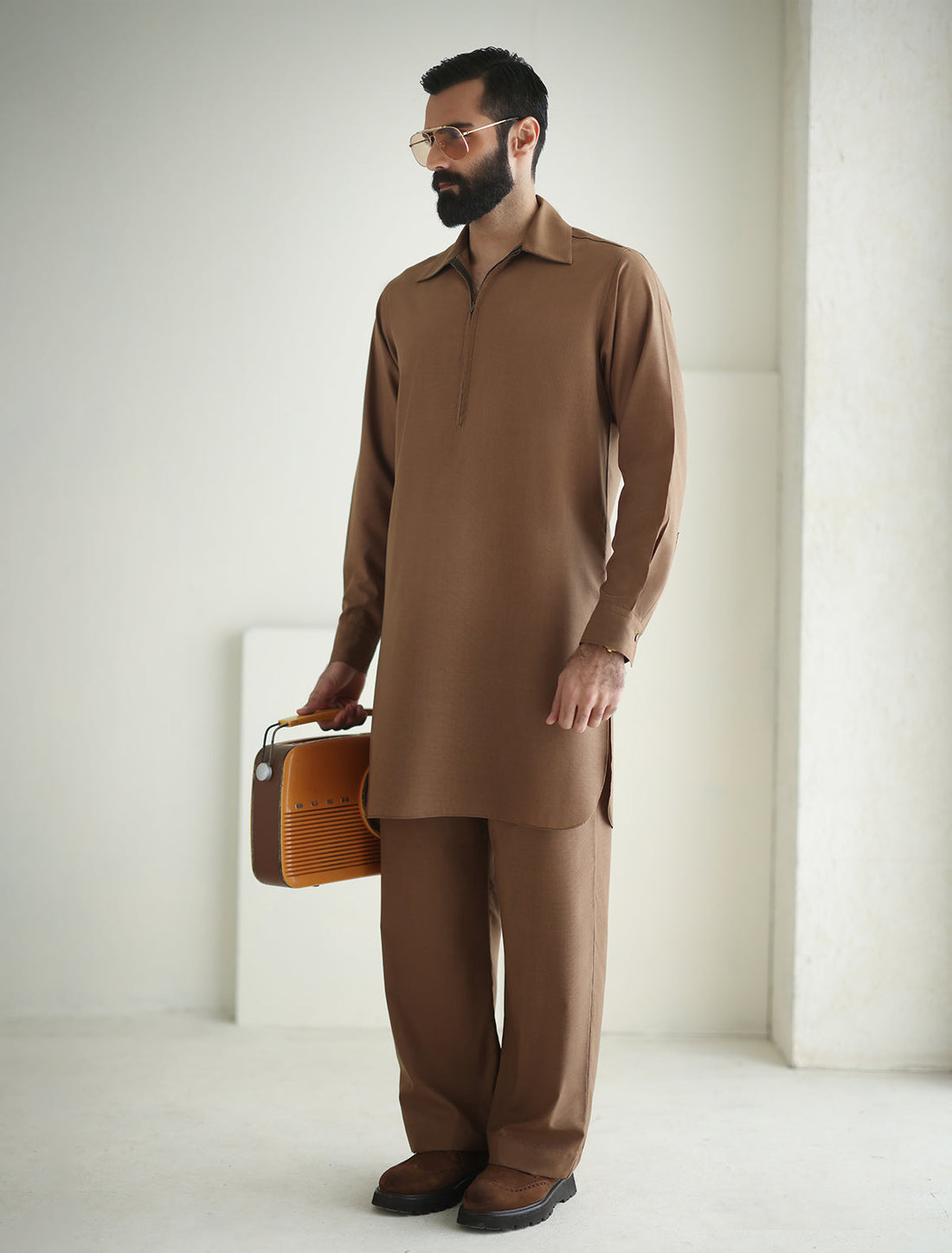 Pakistani Menswear | Ismail Farid - TAN DESIGNER KURTA PAJAMA - Khanumjan  Pakistani Clothes and Designer Dresses in UK, USA 