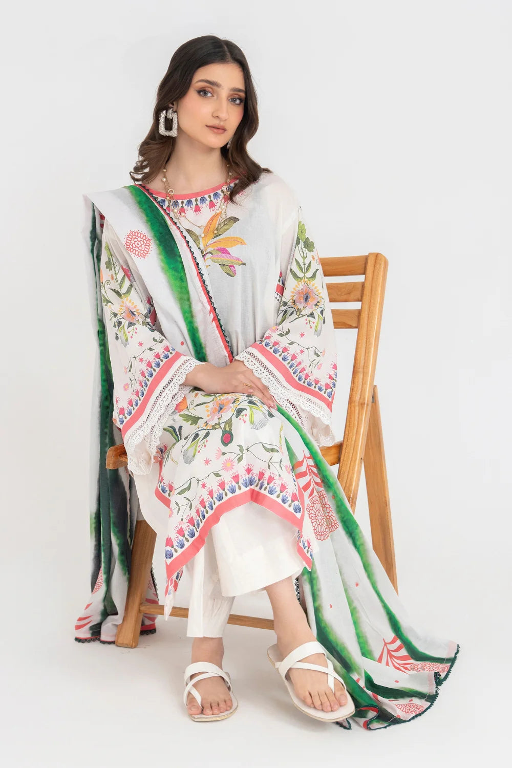 Ittehad | Printed Lawn 24 | IP3P05-3PS-OWH - Khanumjan  Pakistani Clothes and Designer Dresses in UK, USA 