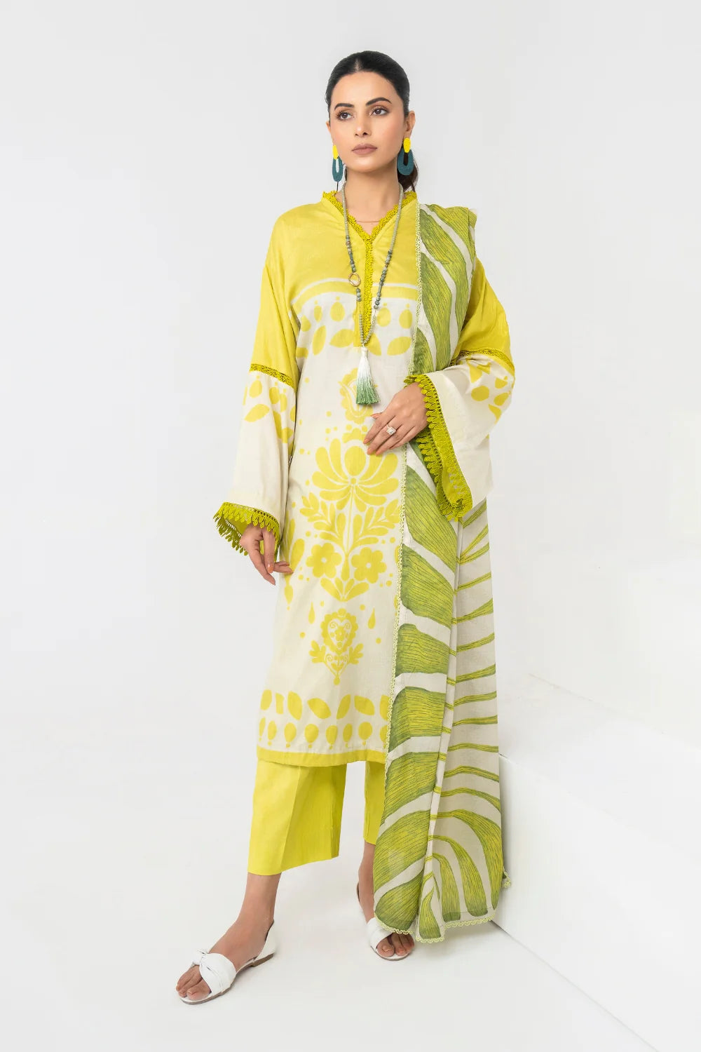 Ittehad | Printed Lawn 24 |  IP3P06-3PS-LMN - Khanumjan  Pakistani Clothes and Designer Dresses in UK, USA 