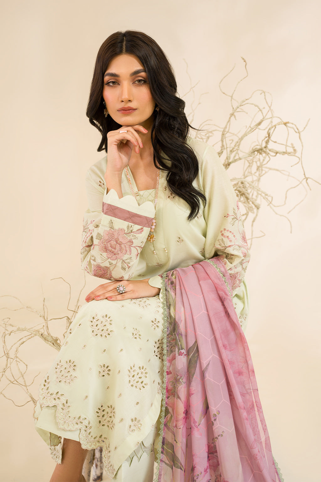 Iznik | Lawnkari 24 | UE-198 SILKGREEN - Khanumjan  Pakistani Clothes and Designer Dresses in UK, USA 