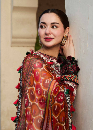 Hussain Rehar | SS Lawn 24 | Fawn - Khanumjan  Pakistani Clothes and Designer Dresses in UK, USA 