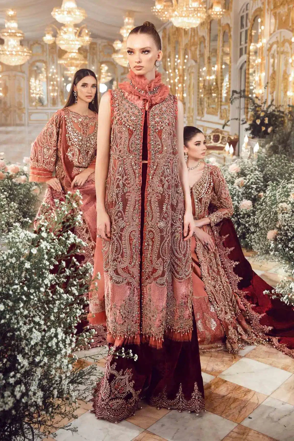 Maria B | Mbroidered Wedding Edition 23 |  Salmon Pink BD-2701 - Khanumjan  Pakistani Clothes and Designer Dresses in UK, USA 