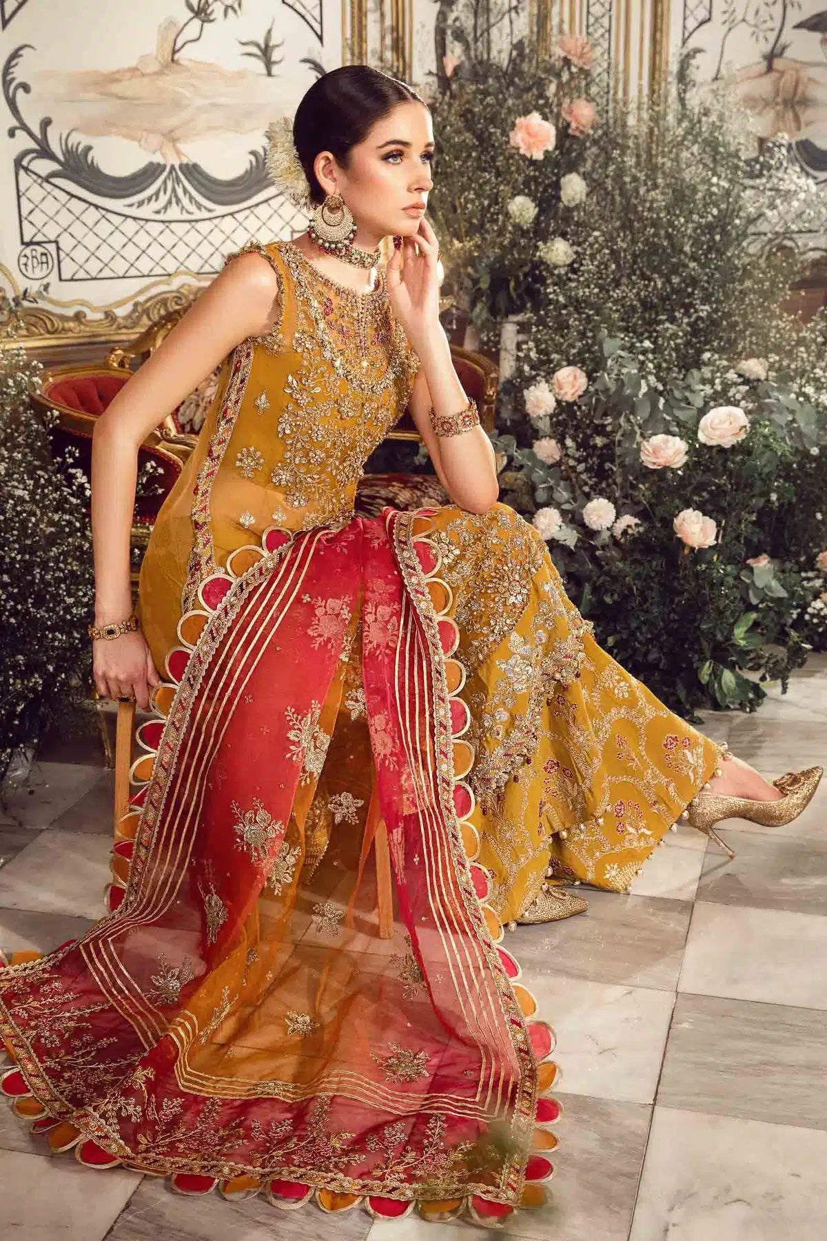 Maria B | Mbroidered Wedding Edition 23 | Mustard BD-2707 - Khanumjan  Pakistani Clothes and Designer Dresses in UK, USA 