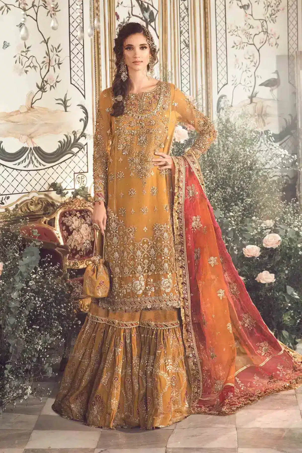 Maria B | Mbroidered Wedding Edition 23 | Mustard BD-2707 - Khanumjan  Pakistani Clothes and Designer Dresses in UK, USA 