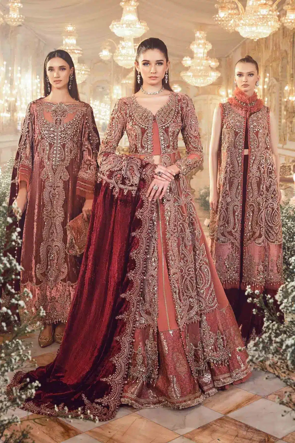 Maria B | Mbroidered Wedding Edition 23 |  Salmon Pink BD-2701 - Khanumjan  Pakistani Clothes and Designer Dresses in UK, USA 