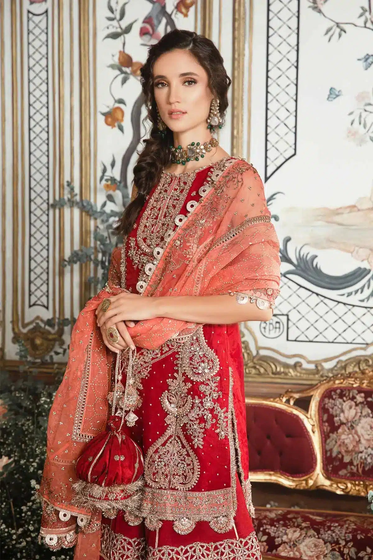 Maria B | Mbroidered Wedding Edition 23 | Maroon BD-2708 - Khanumjan  Pakistani Clothes and Designer Dresses in UK, USA 