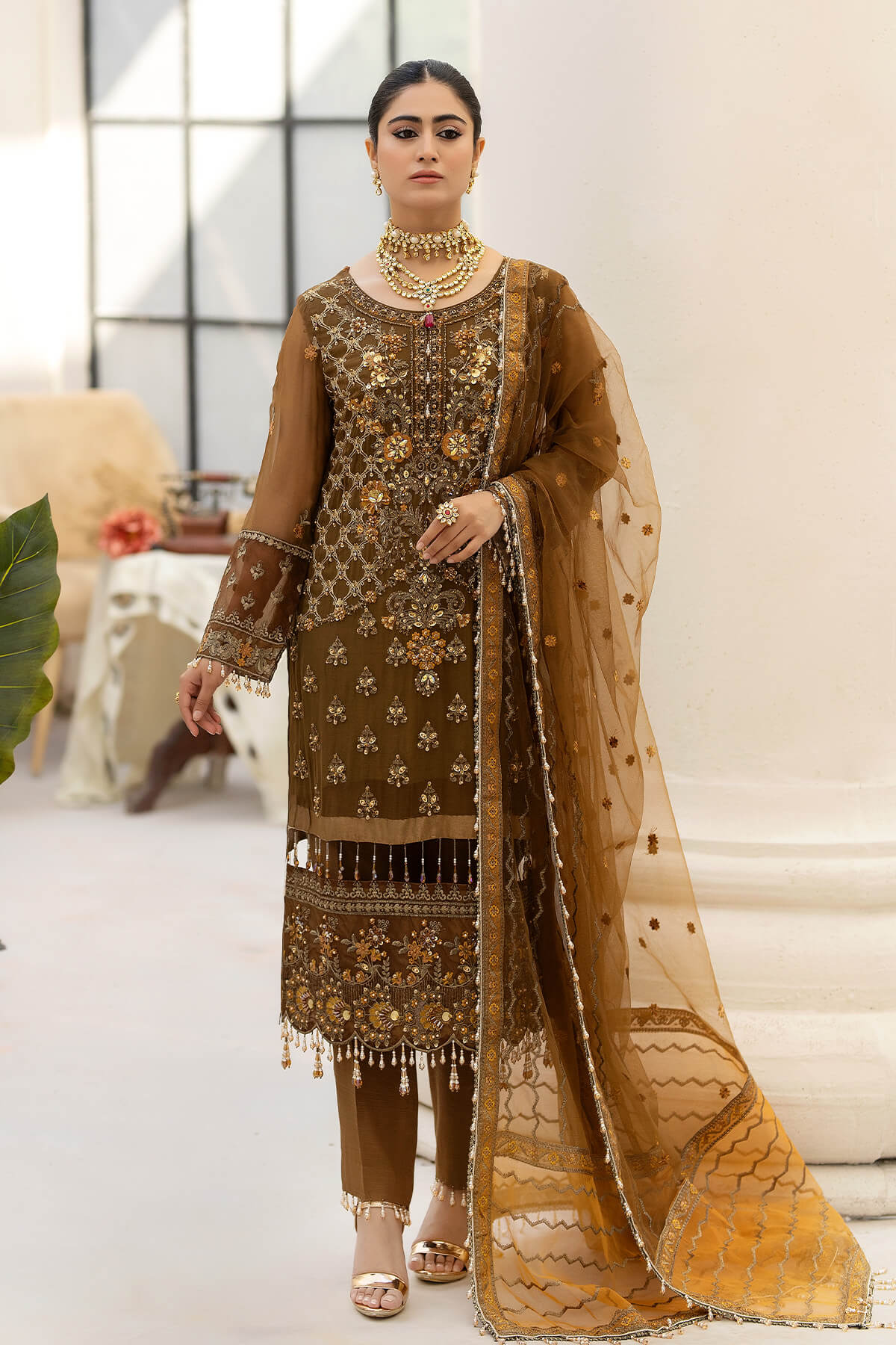 Raeesa Premium | Dehleez Formals | DL-1014 Imperial Brew - Khanumjan  Pakistani Clothes and Designer Dresses in UK, USA 