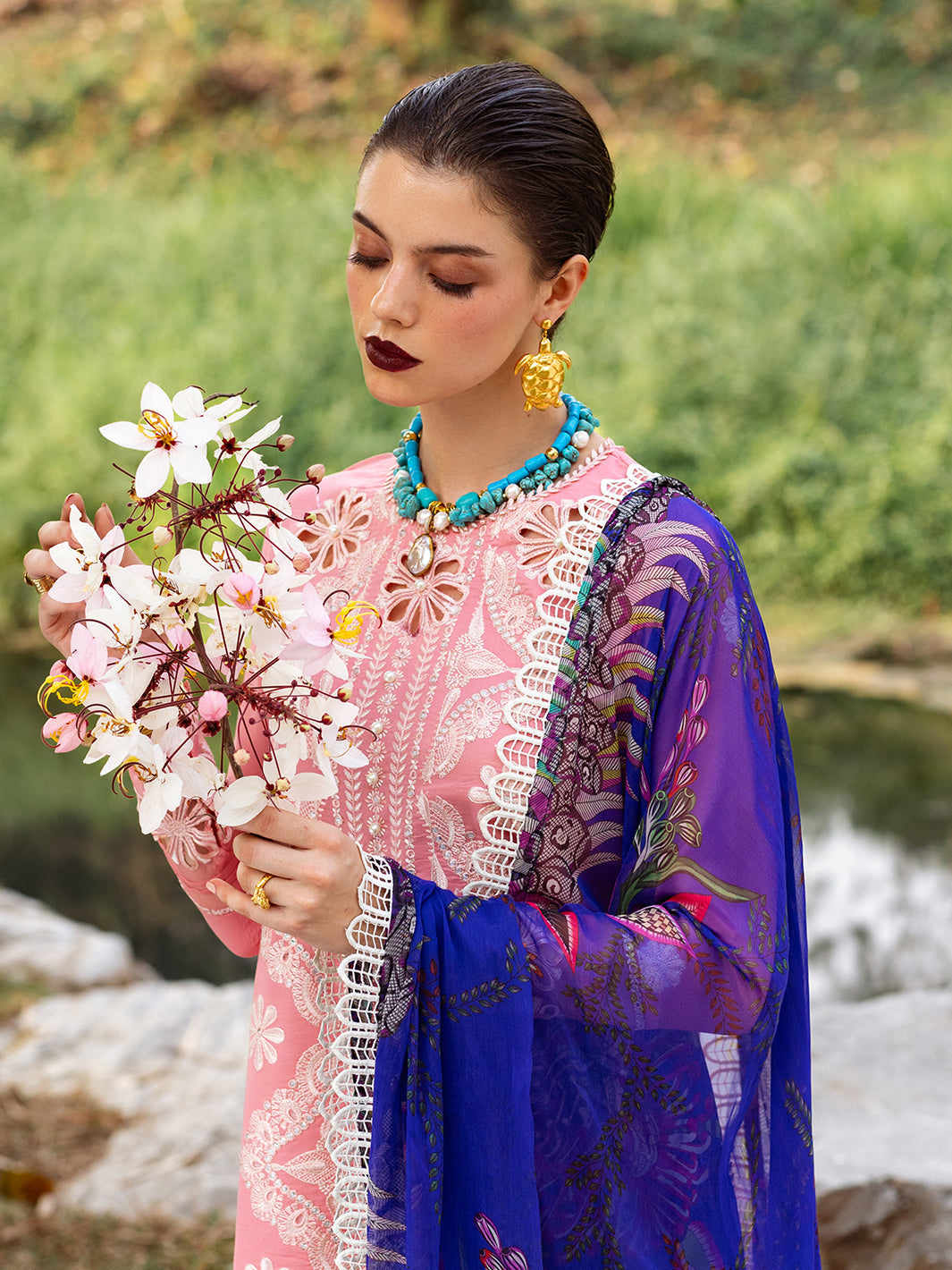 Roheenaz | Dahlia Embroidered Lawn 24 | Orchid - Khanumjan  Pakistani Clothes and Designer Dresses in UK, USA 