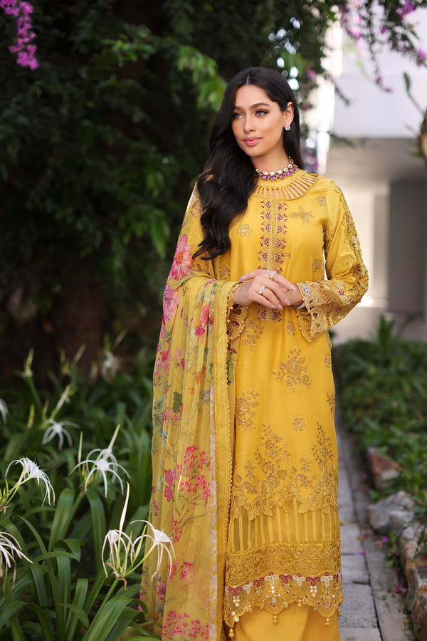 Noor by Saadia Asad | Luxury Chikankari Lawn’24 | D8-B Mustard - Khanumjan  Pakistani Clothes and Designer Dresses in UK, USA 