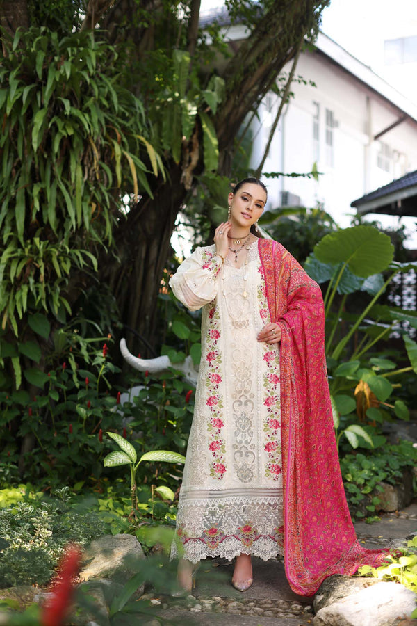 Noor by Saadia Asad | Luxury Chikankari Lawn’24 | D12-B Cream Laser - Khanumjan  Pakistani Clothes and Designer Dresses in UK, USA 