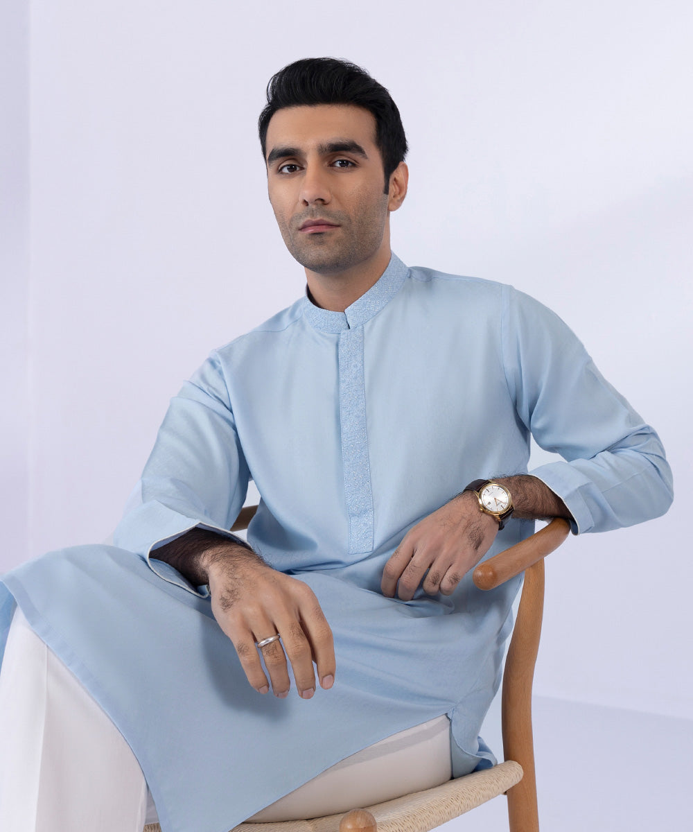 Pakistani Menswear | Sapphire | EMBROIDERED WASH & WEAR KURTA - Khanumjan  Pakistani Clothes and Designer Dresses in UK, USA 