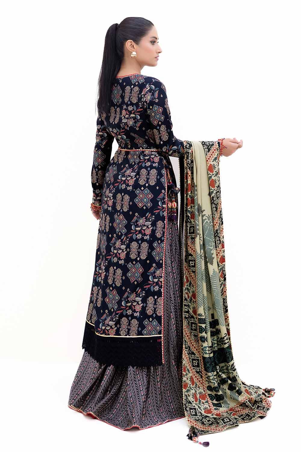 Gul Ahmed | Winter Collection 24 | Gold Printed Polyestor Suit with Printed Sequins Stripe Dupatta SP-42045