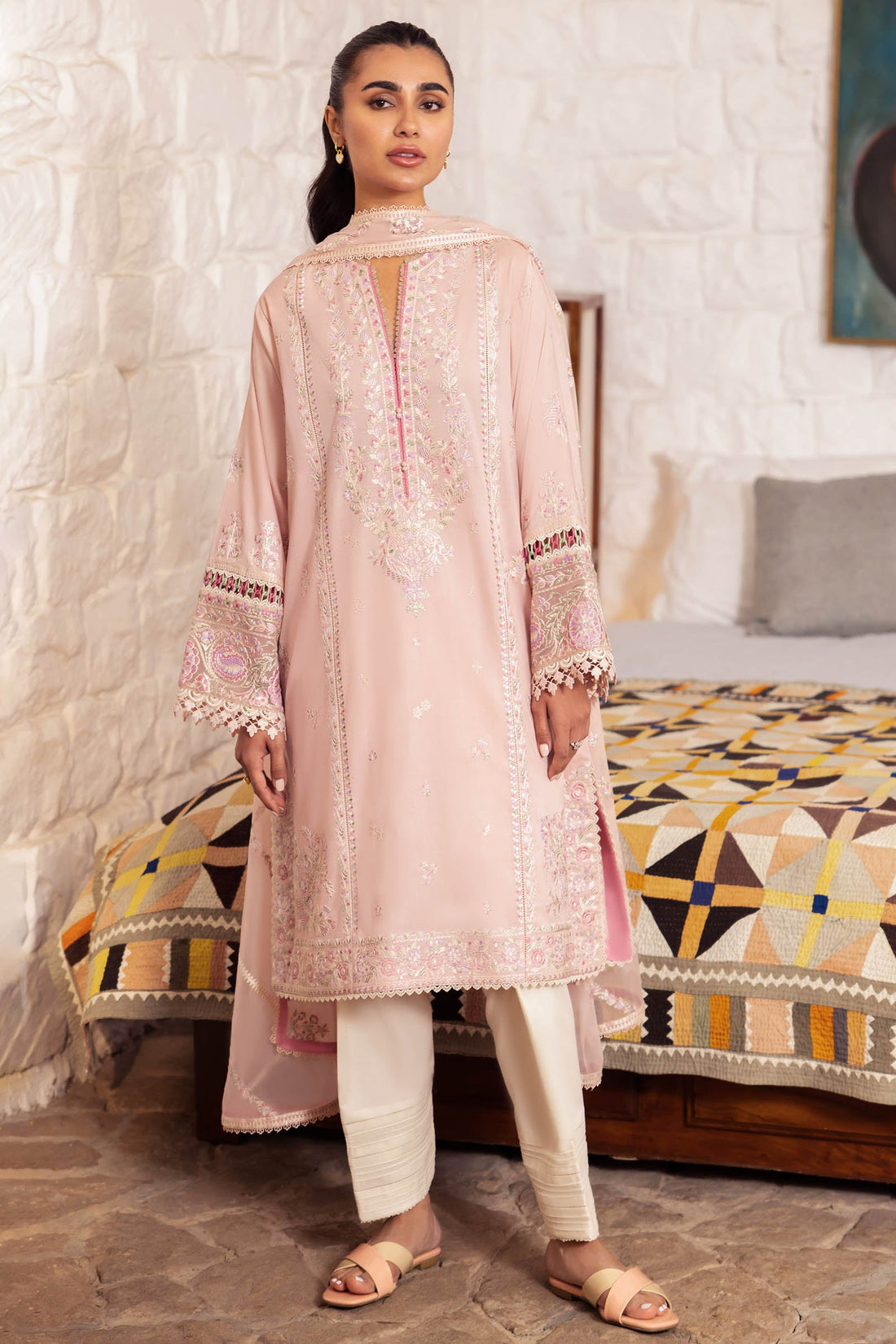 Zaha | Lawn 24 | ZENEL (ZL24-07 A) - Khanumjan  Pakistani Clothes and Designer Dresses in UK, USA 